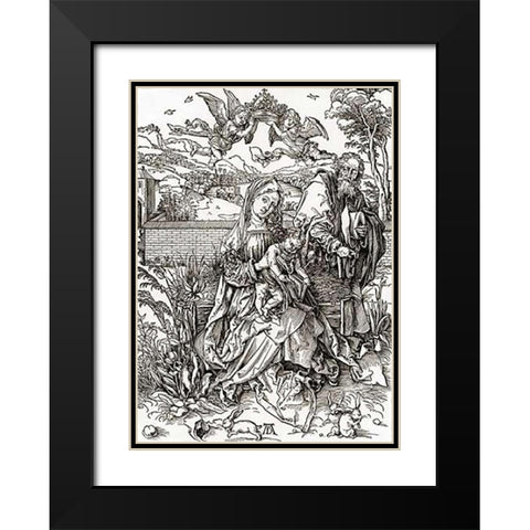 Holy Family With Three Hares Black Modern Wood Framed Art Print with Double Matting by Durer, Albrecht