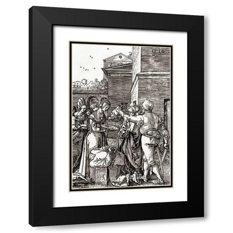 The Beheading Of St John Black Modern Wood Framed Art Print with Double Matting by Durer, Albrecht