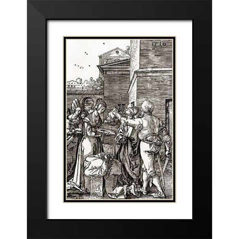 The Beheading Of St John Black Modern Wood Framed Art Print with Double Matting by Durer, Albrecht