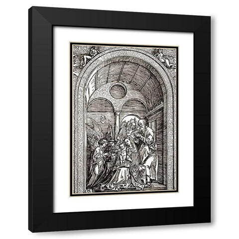 The Holy Family Black Modern Wood Framed Art Print with Double Matting by Durer, Albrecht