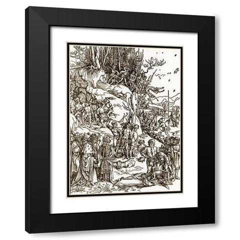 The Martyrdom Of Ten Thousand Museumistians Black Modern Wood Framed Art Print with Double Matting by Durer, Albrecht