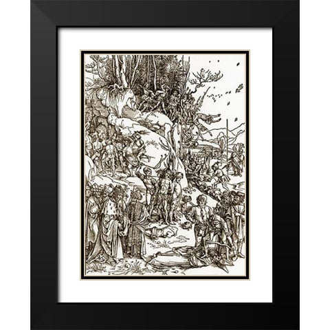The Martyrdom Of Ten Thousand Museumistians Black Modern Wood Framed Art Print with Double Matting by Durer, Albrecht