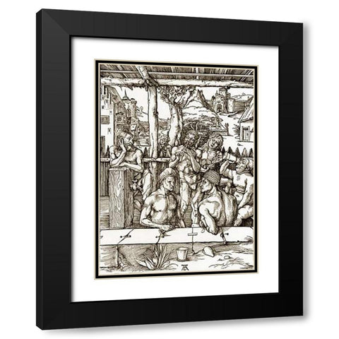 The Mens Bath Black Modern Wood Framed Art Print with Double Matting by Durer, Albrecht
