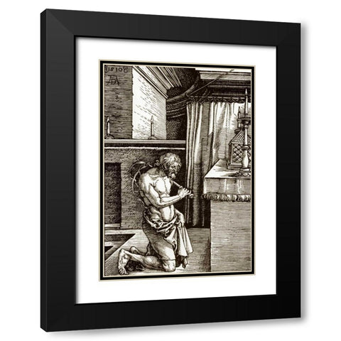 The Penitent Black Modern Wood Framed Art Print with Double Matting by Durer, Albrecht