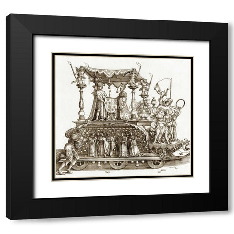 The Small Triumphal Car Black Modern Wood Framed Art Print with Double Matting by Durer, Albrecht