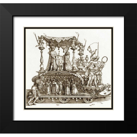 The Small Triumphal Car Black Modern Wood Framed Art Print with Double Matting by Durer, Albrecht