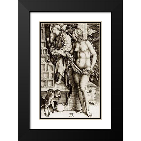The Temptation Of The Idler Black Modern Wood Framed Art Print with Double Matting by Durer, Albrecht