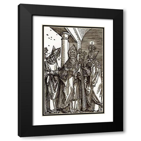The Three Bishops Black Modern Wood Framed Art Print with Double Matting by Durer, Albrecht