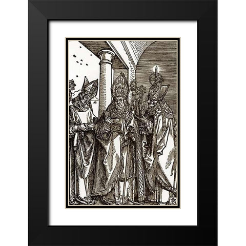 The Three Bishops Black Modern Wood Framed Art Print with Double Matting by Durer, Albrecht