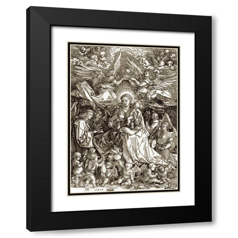 The Virgin Crowned By Two Angels Black Modern Wood Framed Art Print with Double Matting by Durer, Albrecht