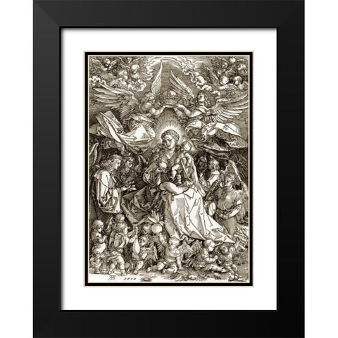 The Virgin Crowned By Two Angels Black Modern Wood Framed Art Print with Double Matting by Durer, Albrecht