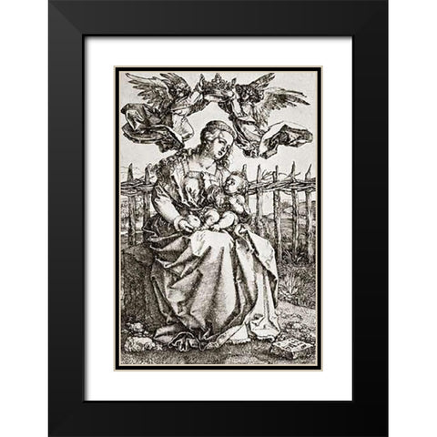 The Virgin Mary Crowned By Two Angels Black Modern Wood Framed Art Print with Double Matting by Durer, Albrecht