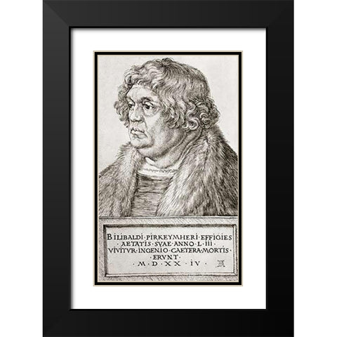Willibald Pirckheimer Black Modern Wood Framed Art Print with Double Matting by Durer, Albrecht