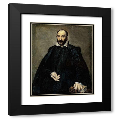 Portrait Of A Man Black Modern Wood Framed Art Print with Double Matting by Greco, El