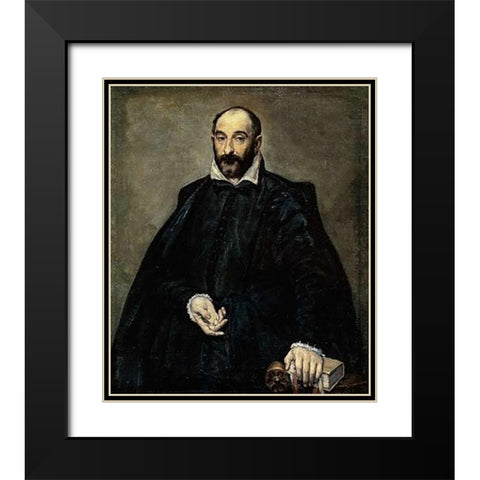 Portrait Of A Man Black Modern Wood Framed Art Print with Double Matting by Greco, El