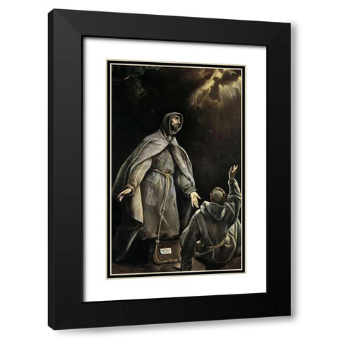 Saint Franciss Vision Of The Flaming Torch Black Modern Wood Framed Art Print with Double Matting by Greco, El