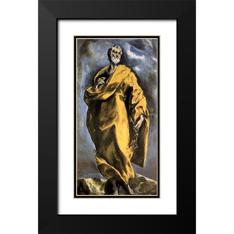 Saint Peter Black Modern Wood Framed Art Print with Double Matting by Greco, El
