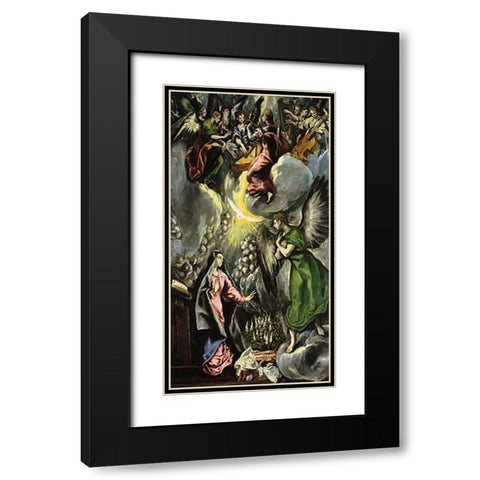 The Annunciation Black Modern Wood Framed Art Print with Double Matting by Greco, El