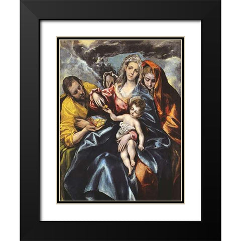 The Holy Family With Saint Mary Magdalen Black Modern Wood Framed Art Print with Double Matting by Greco, El