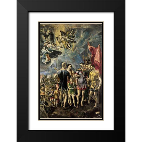 The Martyrdom Of Saint Maurice Black Modern Wood Framed Art Print with Double Matting by Greco, El