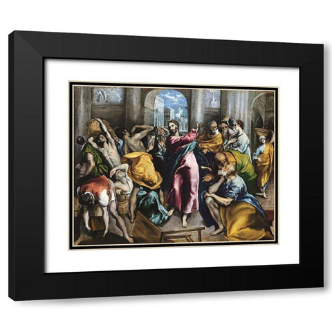 The Purification Of The Temple Black Modern Wood Framed Art Print with Double Matting by Greco, El