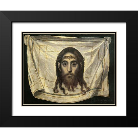 The Veil Of Saint Veronica Black Modern Wood Framed Art Print with Double Matting by Greco, El