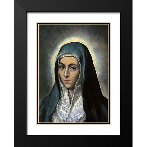 The Virgin Mary Black Modern Wood Framed Art Print with Double Matting by Greco, El