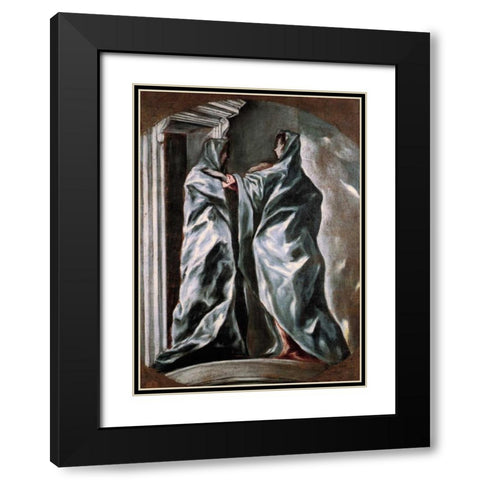 The Visitation Black Modern Wood Framed Art Print with Double Matting by El Greco