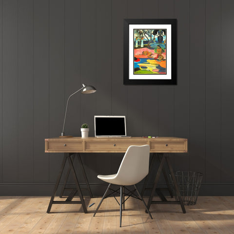 Day Of The Gods Detail Black Modern Wood Framed Art Print with Double Matting by Gauguin, Paul