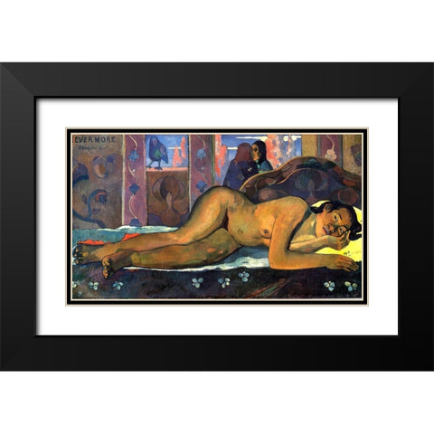 Nevermore Black Modern Wood Framed Art Print with Double Matting by Gauguin, Paul