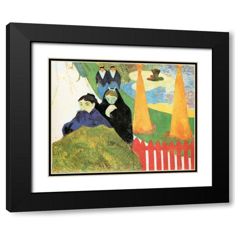 Old Women At Arles Black Modern Wood Framed Art Print with Double Matting by Gauguin, Paul