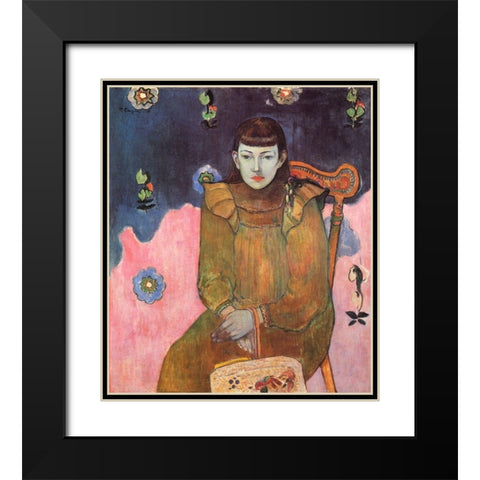 Portrait Of A Girl Black Modern Wood Framed Art Print with Double Matting by Gauguin, Paul