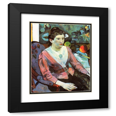 Portrait Of A Seated Woman Black Modern Wood Framed Art Print with Double Matting by Gauguin, Paul