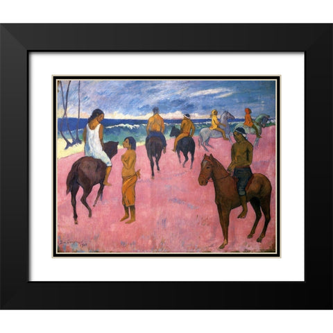 Riders On The Beach 1902 Black Modern Wood Framed Art Print with Double Matting by Gauguin, Paul