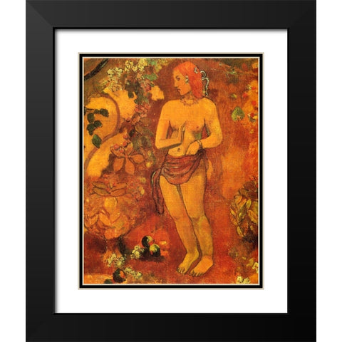 Tahitian Pastoral Detail 2 Black Modern Wood Framed Art Print with Double Matting by Gauguin, Paul