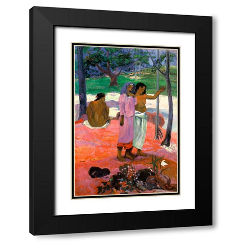 The Call Black Modern Wood Framed Art Print with Double Matting by Gauguin, Paul