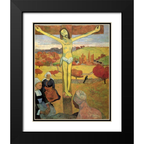 The Yellow Christ Black Modern Wood Framed Art Print with Double Matting by Gauguin, Paul