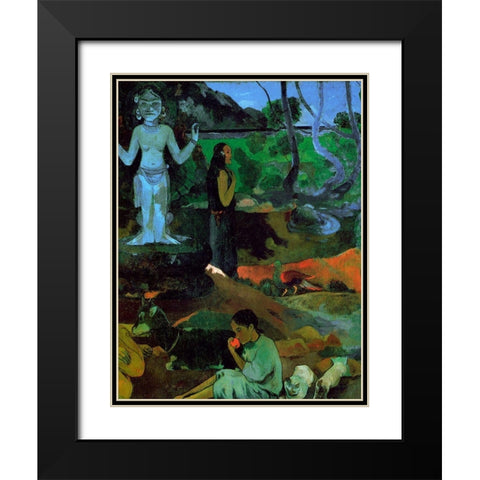 Where Do We Come From Detail 2 Black Modern Wood Framed Art Print with Double Matting by Gauguin, Paul