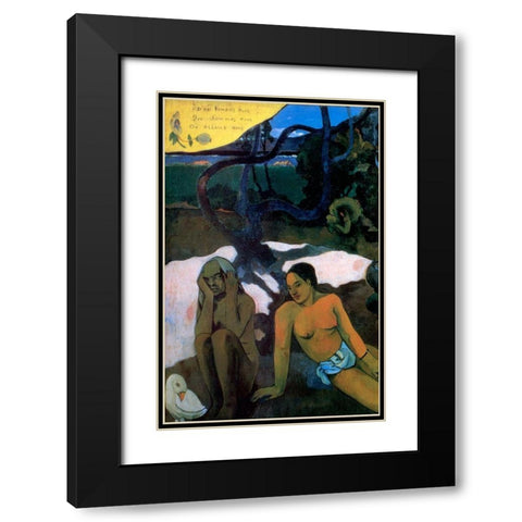 Where Do We Come From Detail 3 Black Modern Wood Framed Art Print with Double Matting by Gauguin, Paul