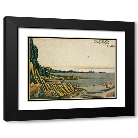 A Coastal View Of Noboto Beach At Low Tide 1800 Black Modern Wood Framed Art Print with Double Matting by Hokusai