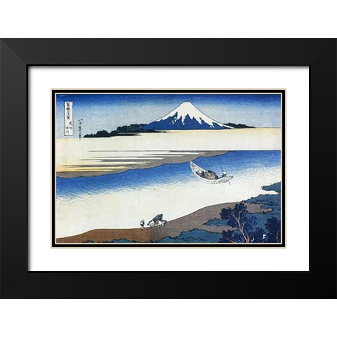 Mount Fuji Seen Above Mist On The Tama River 1831 Black Modern Wood Framed Art Print with Double Matting by Hokusai