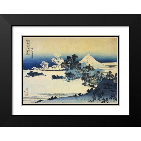 Mount Fuji Seen From Shichirigahama Beach 1831 Black Modern Wood Framed Art Print with Double Matting by Hokusai