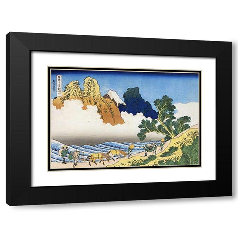 Mount Fuji Seen From The Banks Of Minobu River 1835 Black Modern Wood Framed Art Print with Double Matting by Hokusai