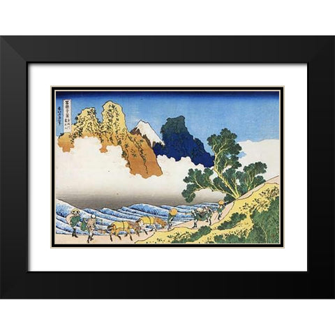 Mount Fuji Seen From The Banks Of Minobu River 1835 Black Modern Wood Framed Art Print with Double Matting by Hokusai
