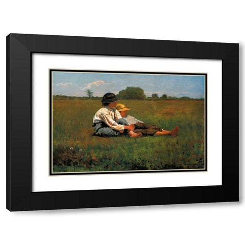 Boys In A Pasture Black Modern Wood Framed Art Print with Double Matting by Homer, Winslow