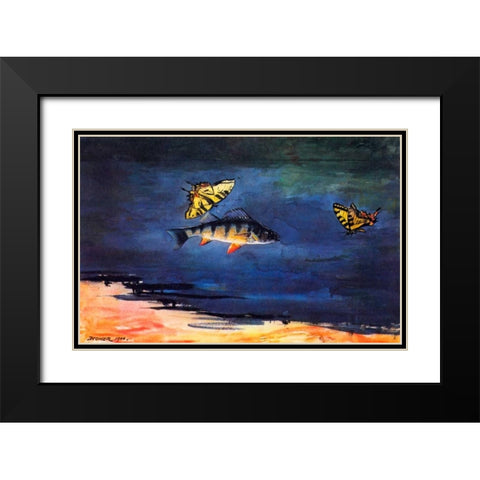 Fish And Butterflies Black Modern Wood Framed Art Print with Double Matting by Homer, Winslow