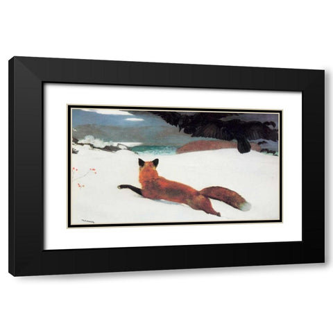 Fox Hunt Black Modern Wood Framed Art Print with Double Matting by Homer, Winslow