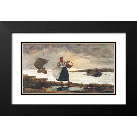 Inside The Bar Tynemouth Black Modern Wood Framed Art Print with Double Matting by Homer, Winslow