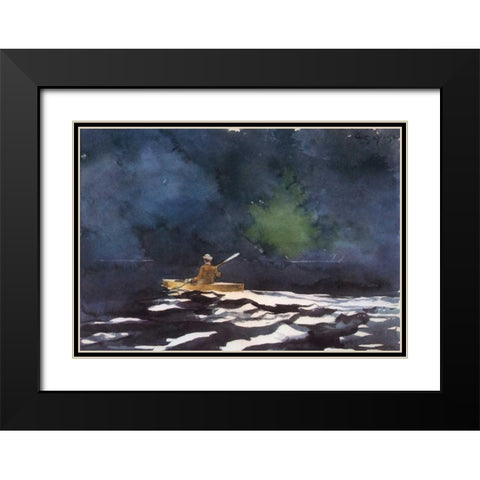 Paddling At Dusk Black Modern Wood Framed Art Print with Double Matting by Homer, Winslow