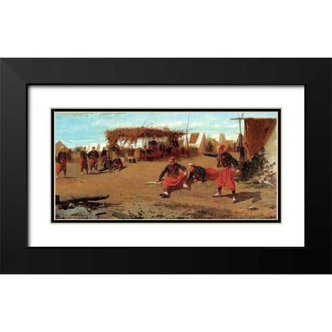 Pitching Quoits Black Modern Wood Framed Art Print with Double Matting by Homer, Winslow